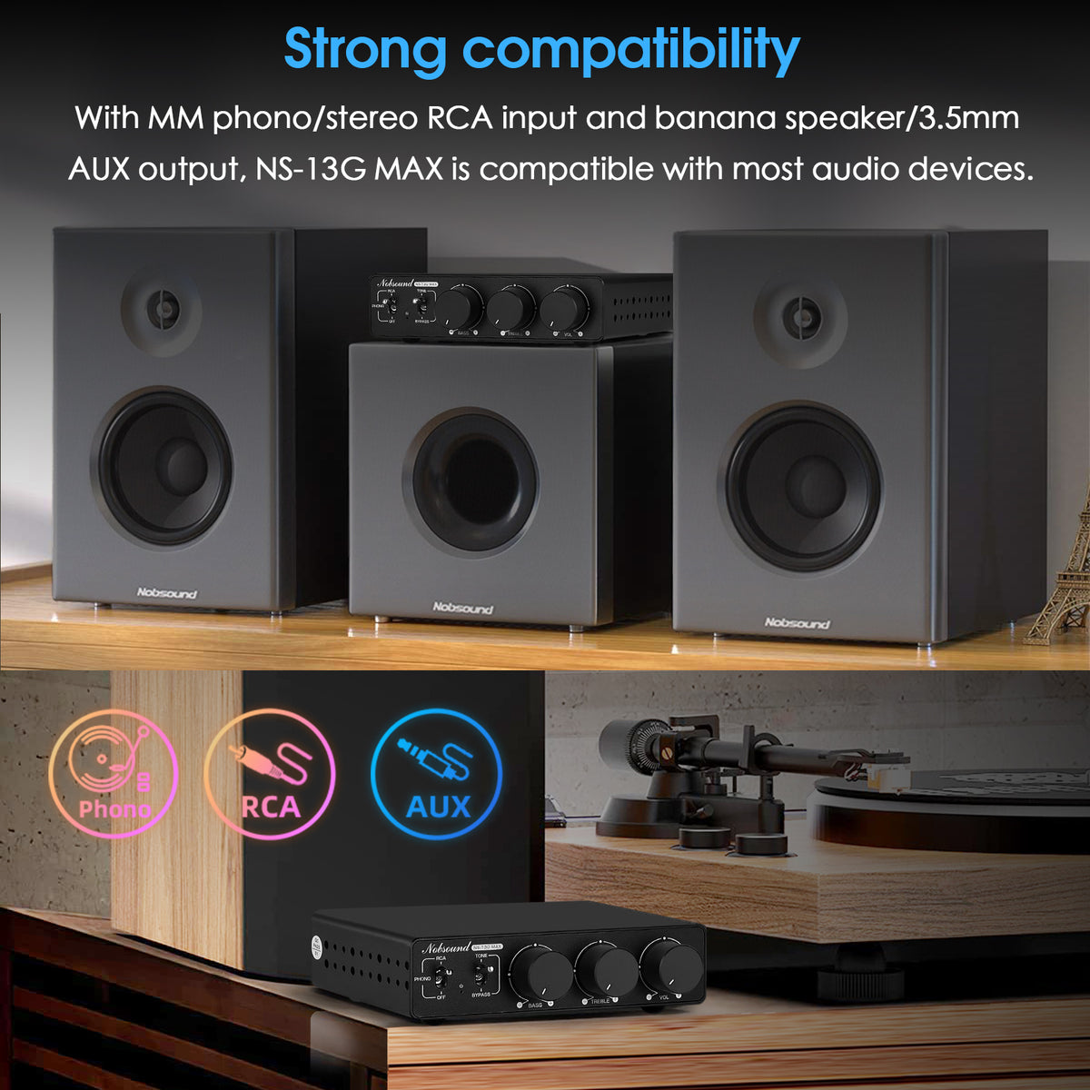Douk Audio NS-13G MAX HiFi Mini 2-Channel Stereo Audio Amplifier Class