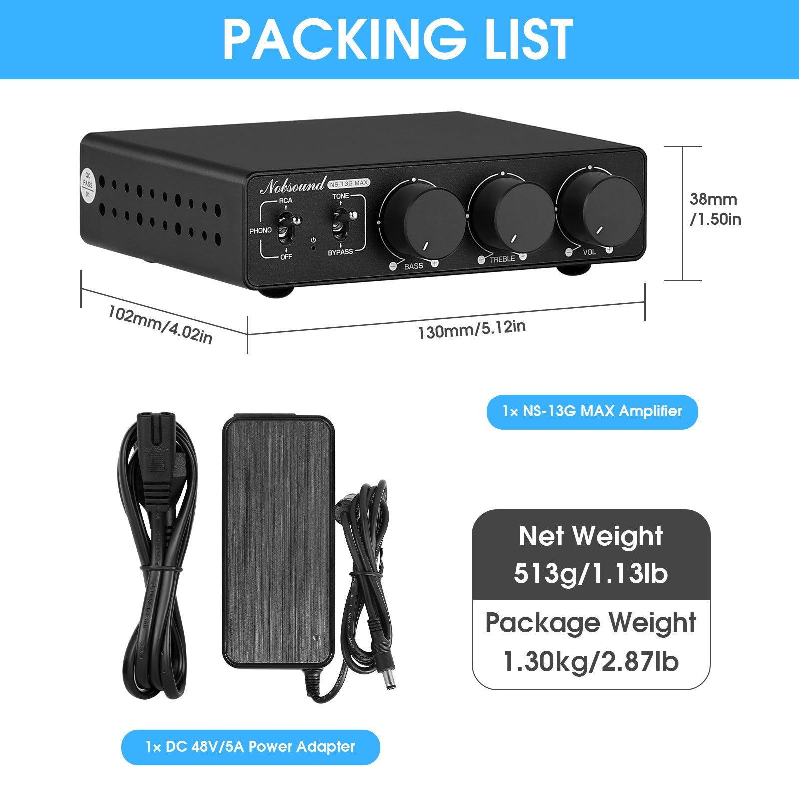 Douk Audio NS-13G MAX HiFi Mini 2-Channel Stereo Audio Amplifier Class D Power Amp with Phono 300W*2