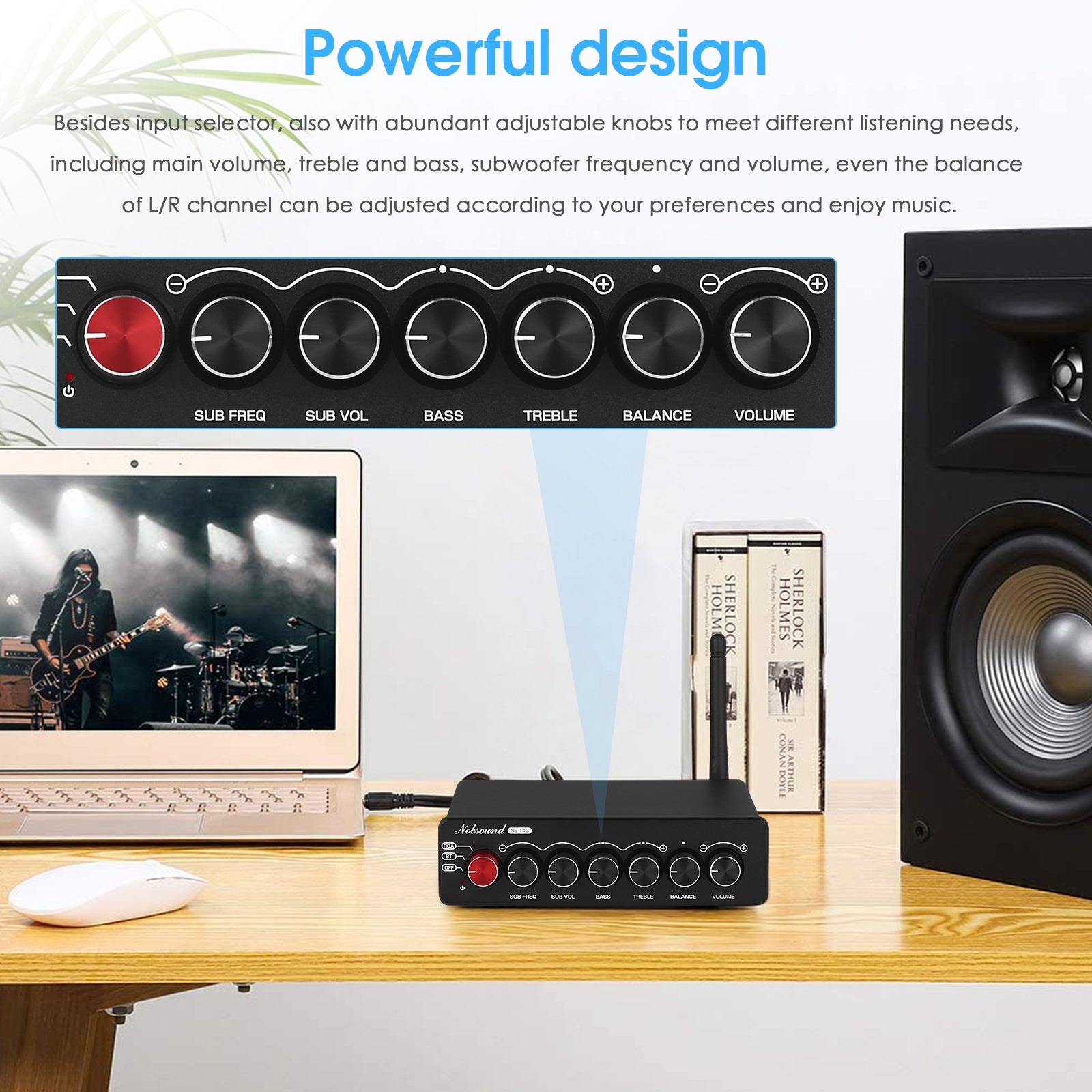 Nobsound NS-14G Bluetooth HiFi 2.1 Channel Power Amplifier Subwoofer Stereo Audio Amp