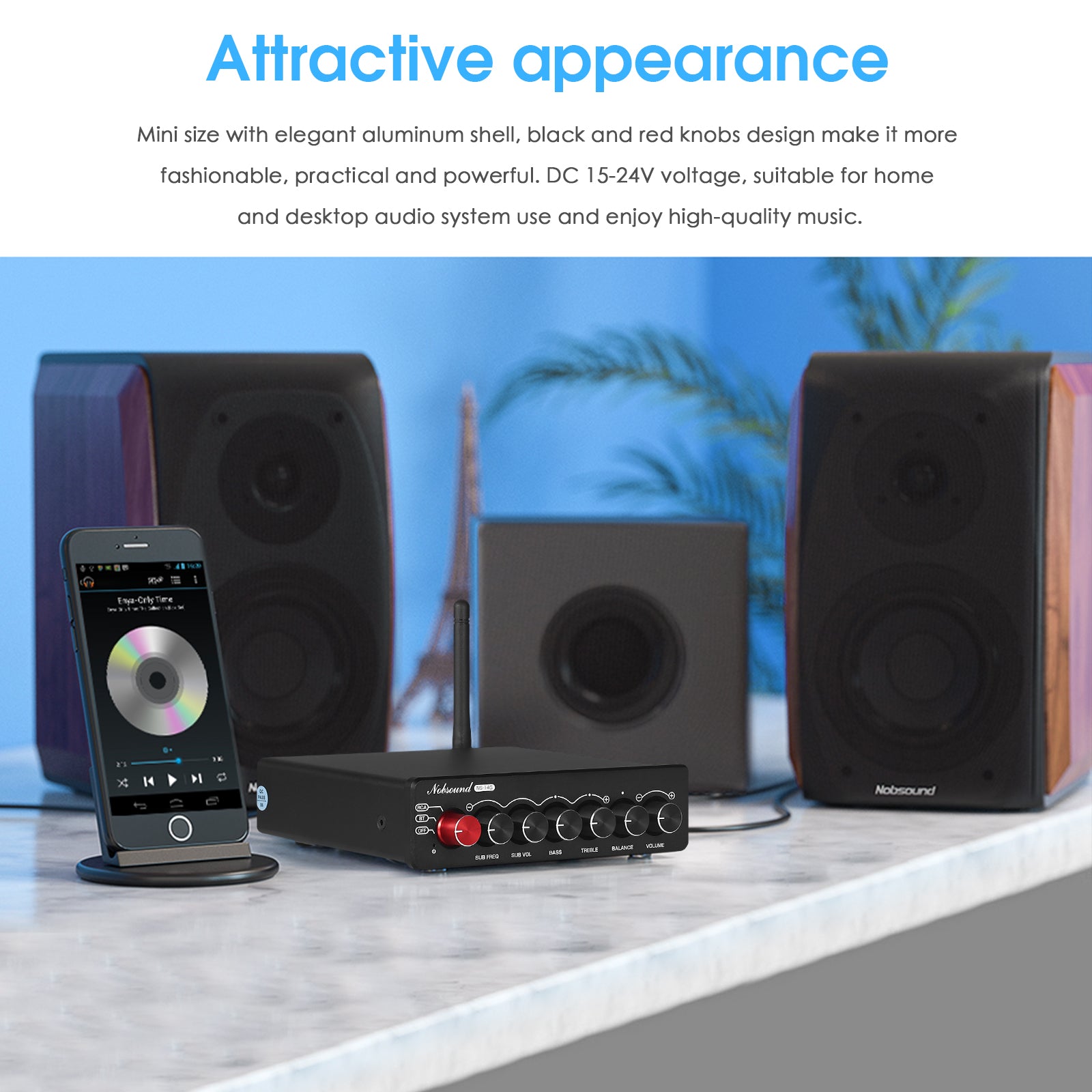 Nobsound NS-14G Bluetooth HiFi 2.1 Channel Power Amplifier Subwoofer Stereo Audio Amp
