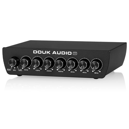 Douk Audio T7 7-Band Equalizer Balanced XLR / RCA Preamp for Home Amplifier