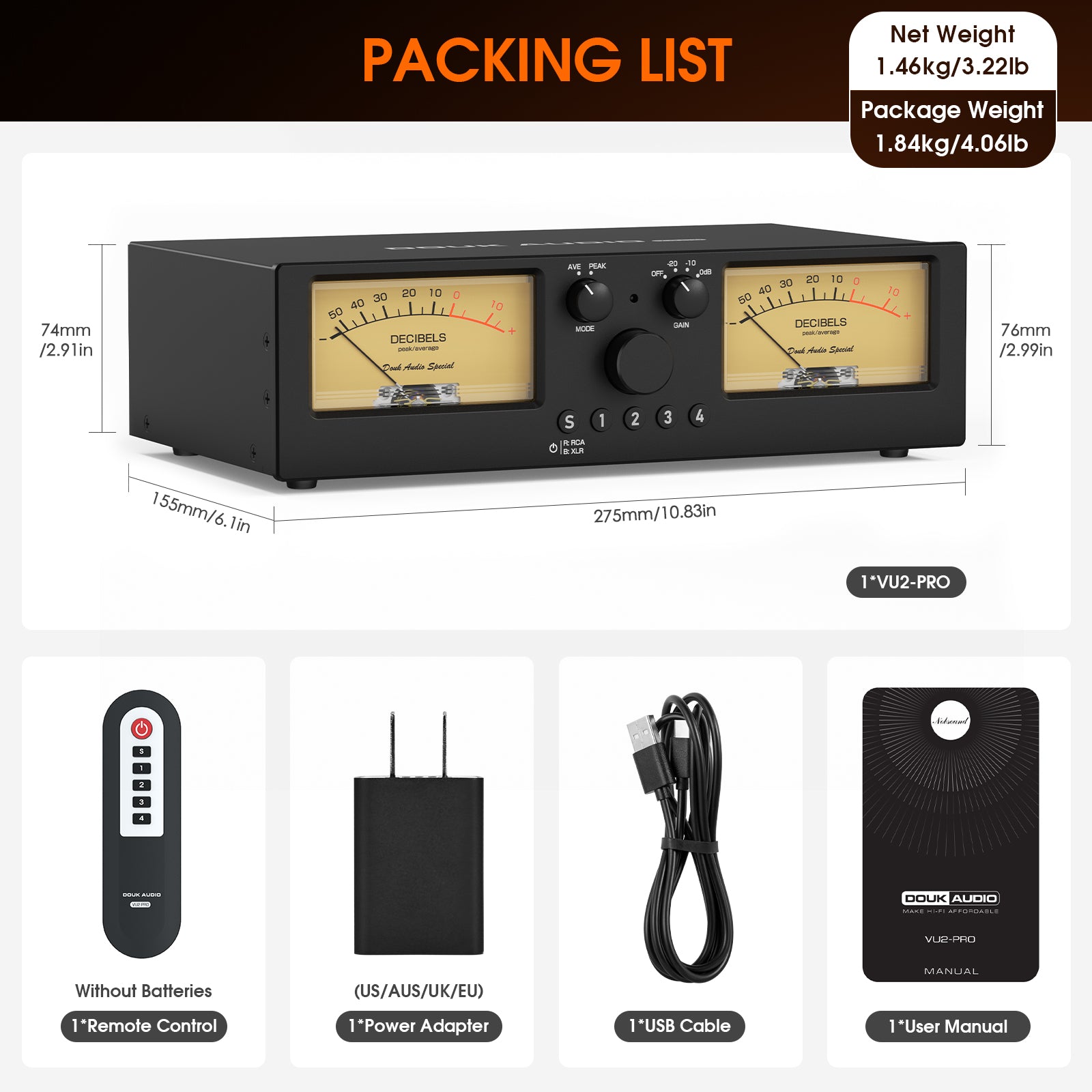 [Pre-Sale] Douk Audio VU2-PRO：4‑Way Audio Selector with Accurate Analog VU Meter