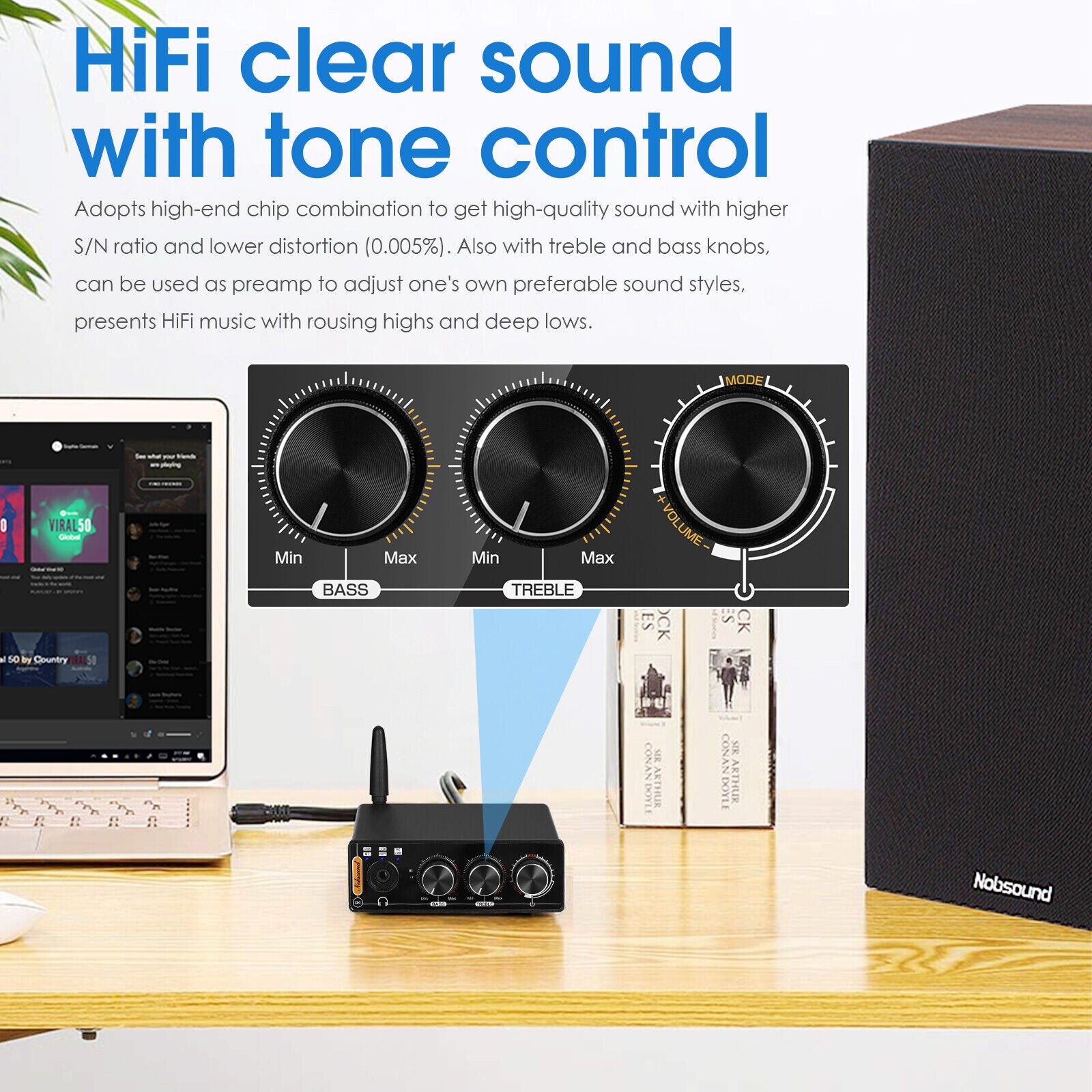 Nobsound Q4 Mini Bluetooth 5.0 Stereo USB DAC Gaming S/PDIF Digital to Analog Converter 192K