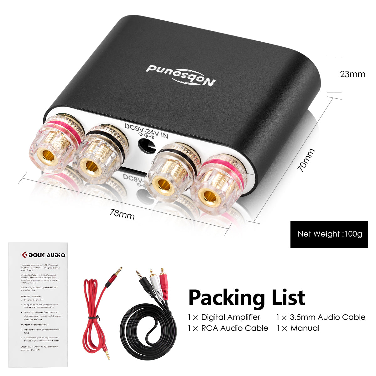 Nobsound NS-10G PRO Mini Bluetooth 5.0 Digital Amplifier DSP HiFi Stereo Audio Power Amp