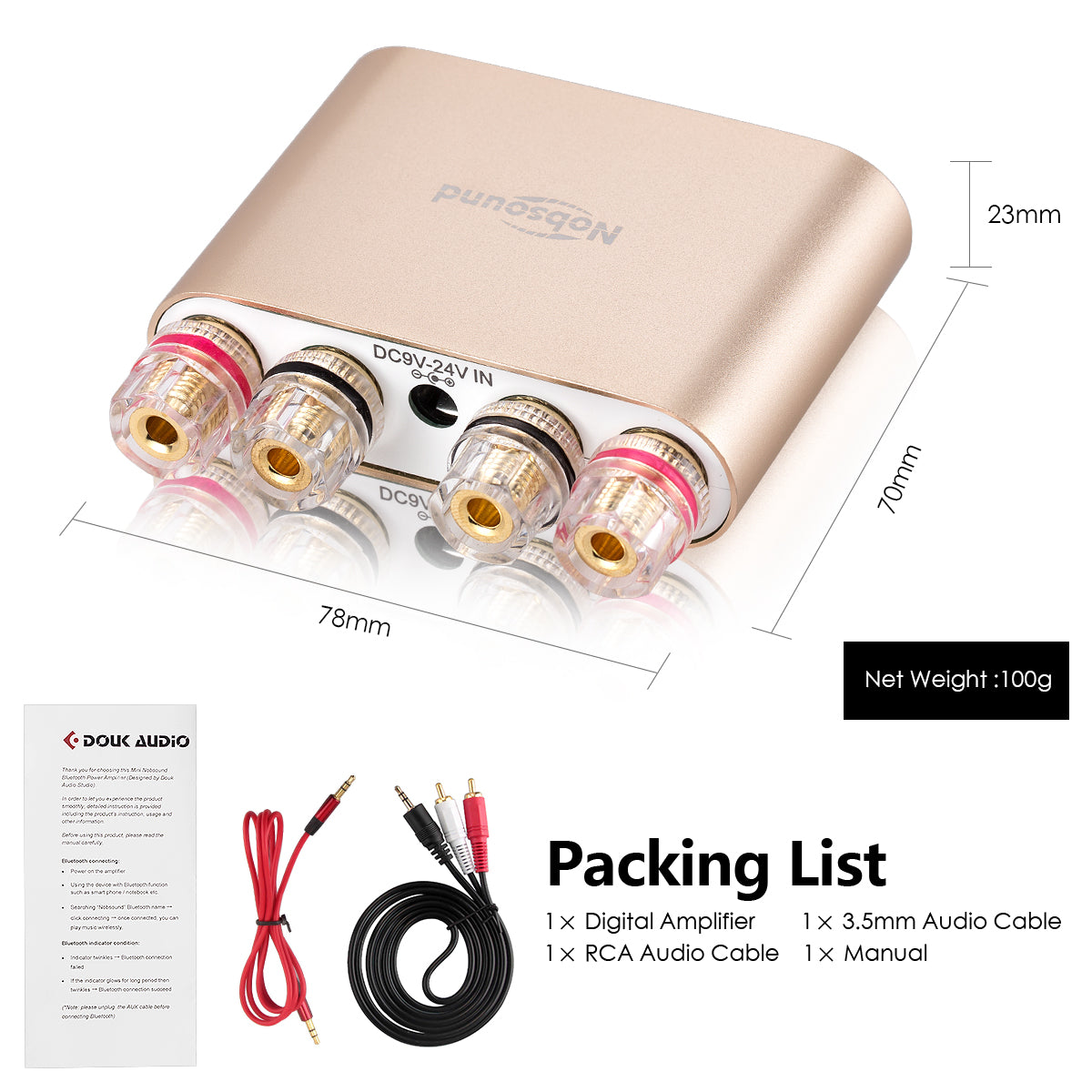Nobsound NS-10G PRO Mini Bluetooth 5.0 Digital Amplifier DSP HiFi Stereo Audio Power Amp