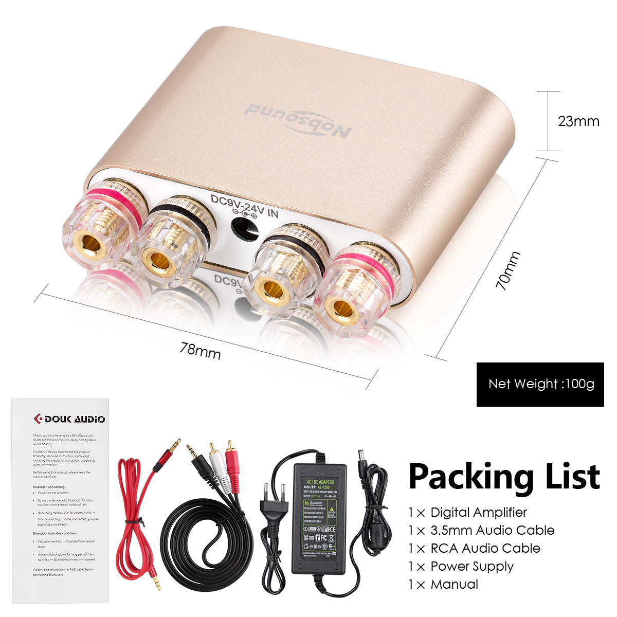 Nobsound NS-10G PRO Mini Bluetooth 5.0 Digital Amplifier DSP HiFi Stereo Audio Power Amp