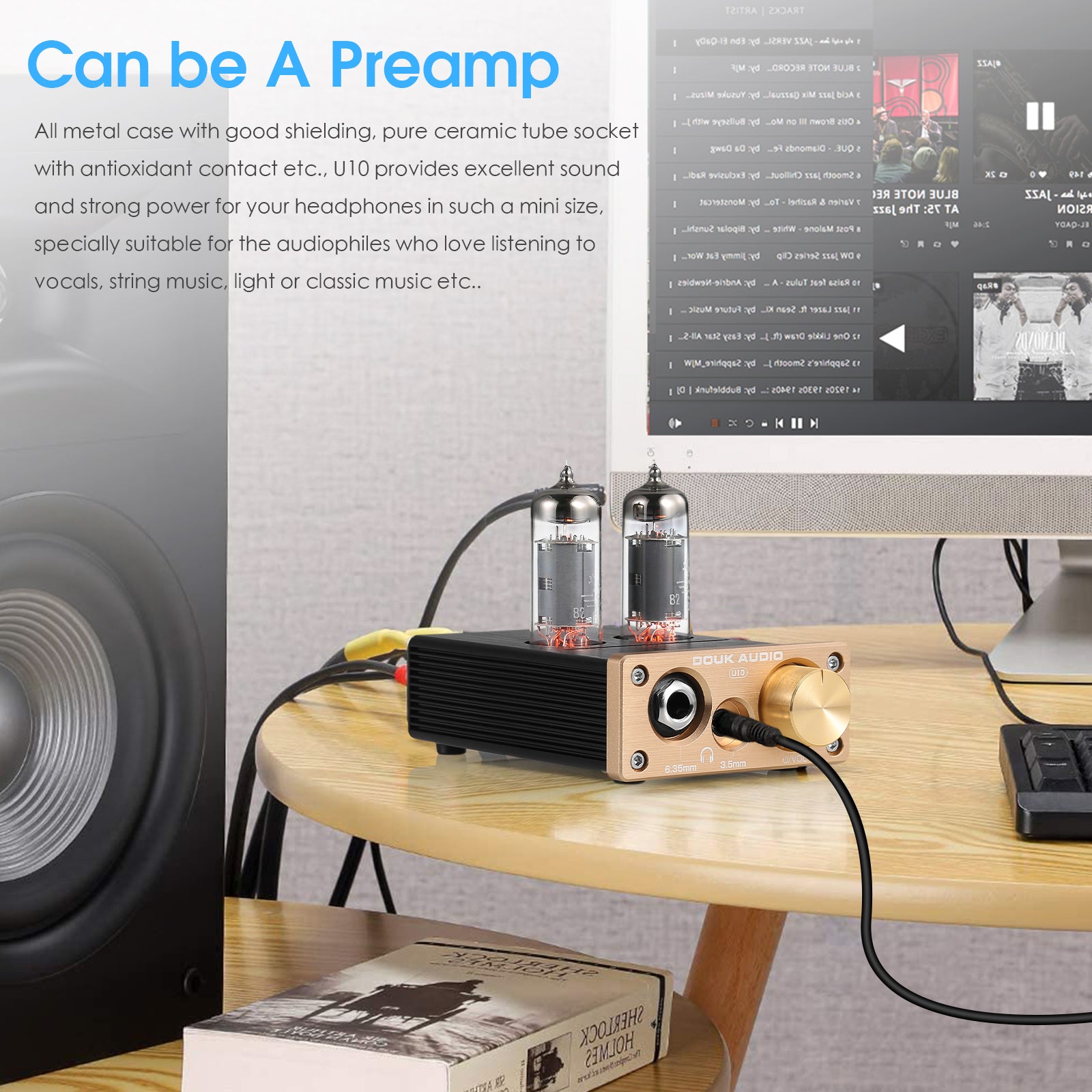 Douk Audio U10 Mini Tube Headphone Amplifier HIFI Stereo Preamp for Home Speaker