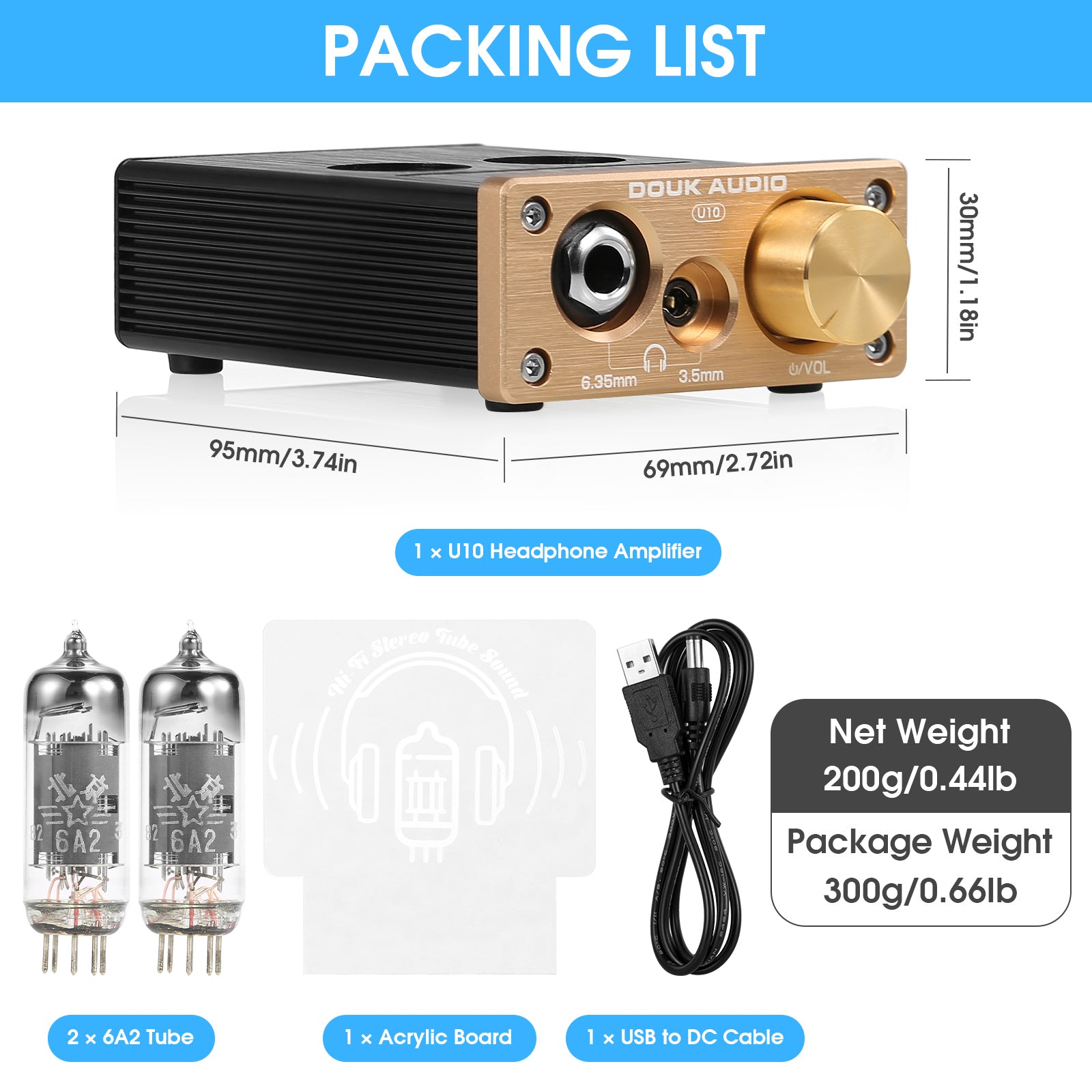 Douk Audio U10 Mini Tube Headphone Amplifier HIFI Stereo Preamp for Home Speaker