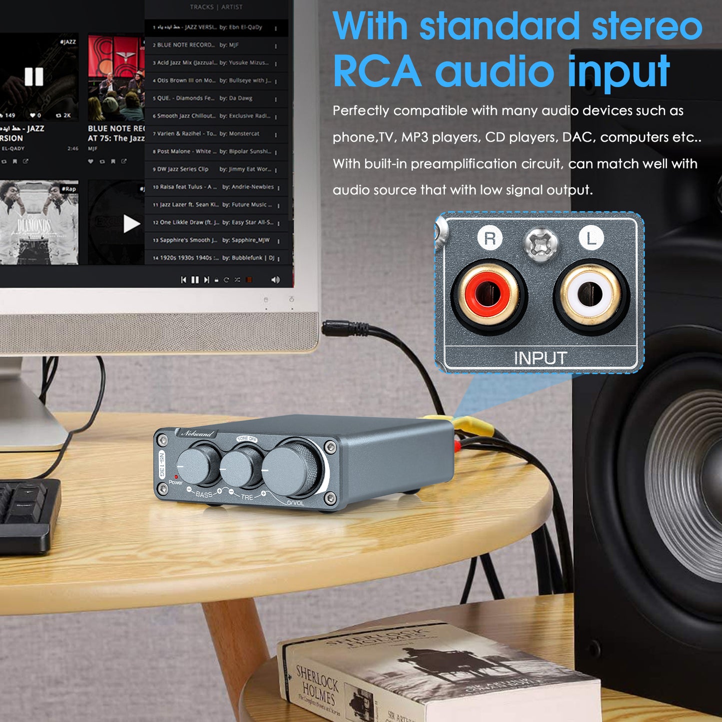 Nobsound NS-13G 迷你2.0声道数字功放机 HiFi 家用桌面音响放大器 100W+100W