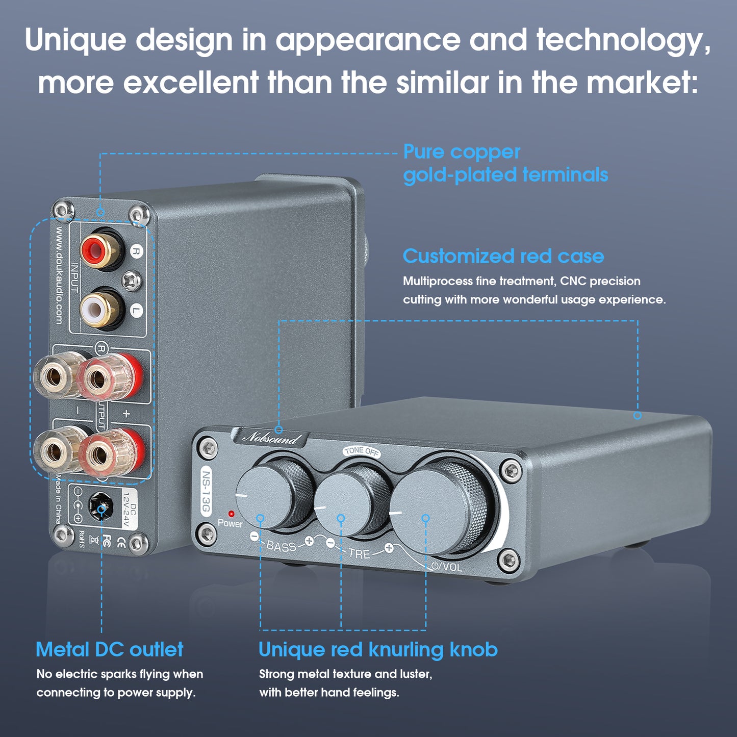 Nobsound NS-13G 迷你2.0声道数字功放机 HiFi 家用桌面音响放大器 100W+100W
