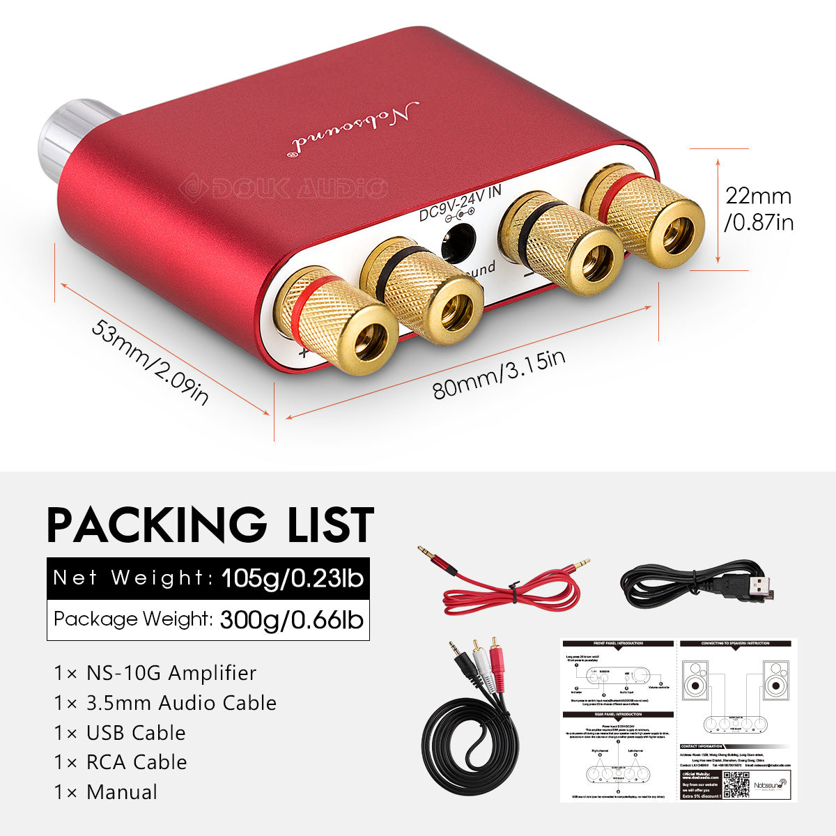 Nobsound NS-10G Mini Bluetooth 5.0 Digitalverstärker HiFi Stereo Audio Bassverstärker 50W + 50W 