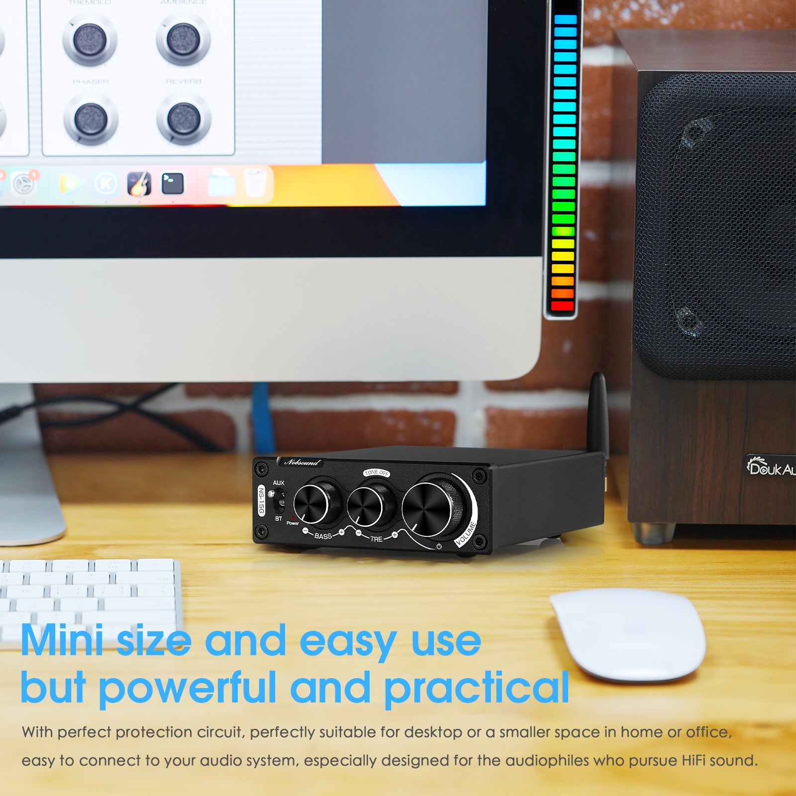 Nobsound NS-15G Mini Bluetooth 5.0 Digital Amplifier Receiver TPA3116 Stereo Audio Amp 100W+100W