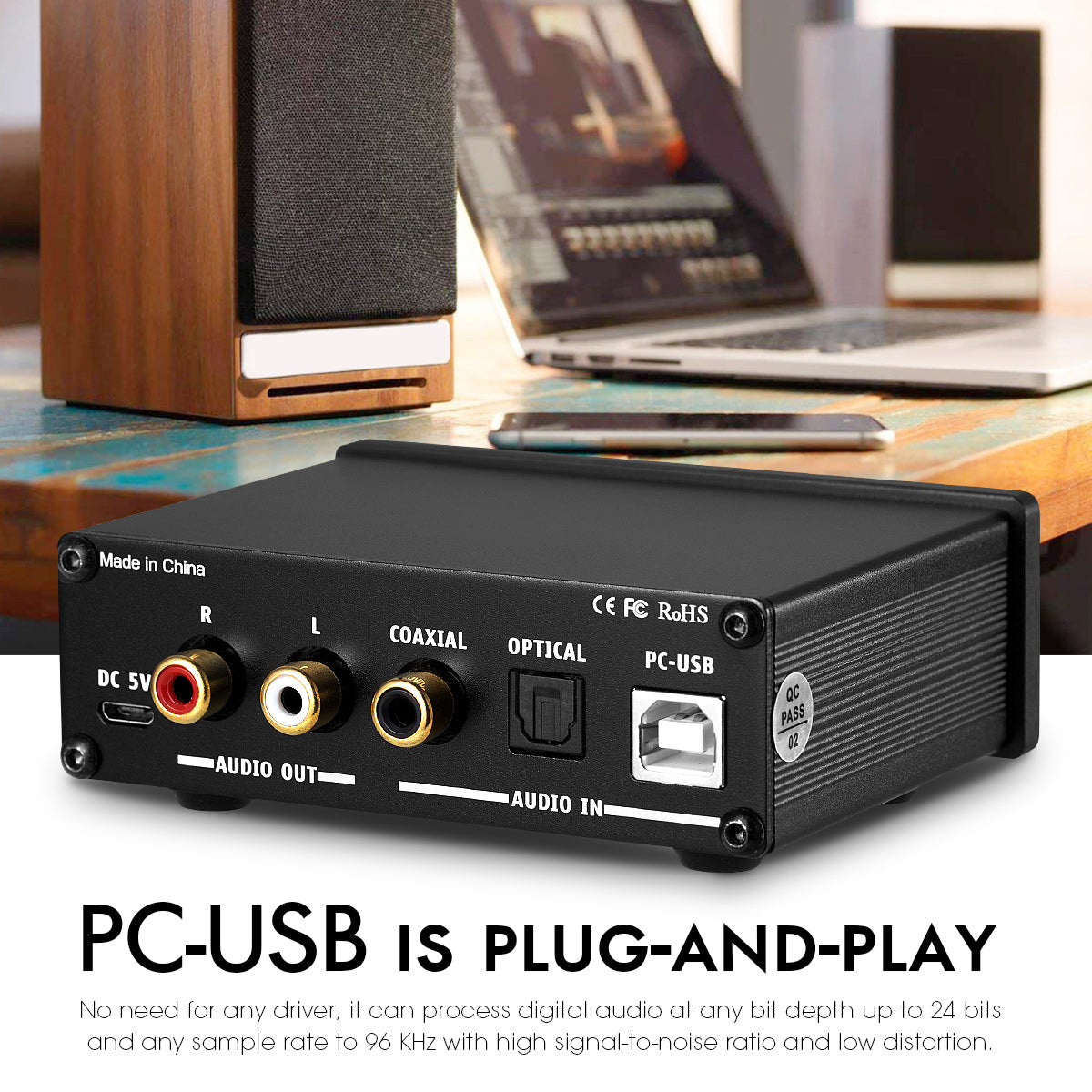 Nobsound Q3 Mini USB DAC Digital to Analog Converter Coaxial/Optical Audio Decoder Headphone Amp