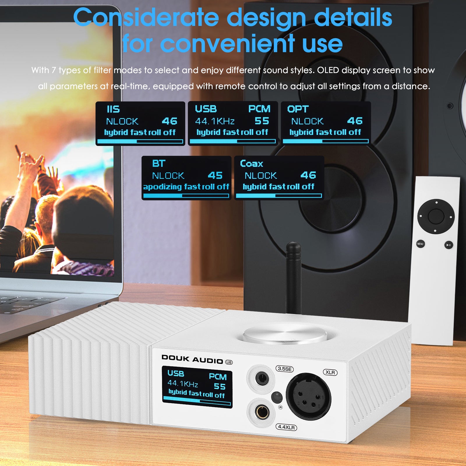 Douk Audio U8 HiFi Daul ES9038Q2M Bluetooth 5.0 Full Balanced Decoder XMOS USB DAC Amp DSD512 LDAC