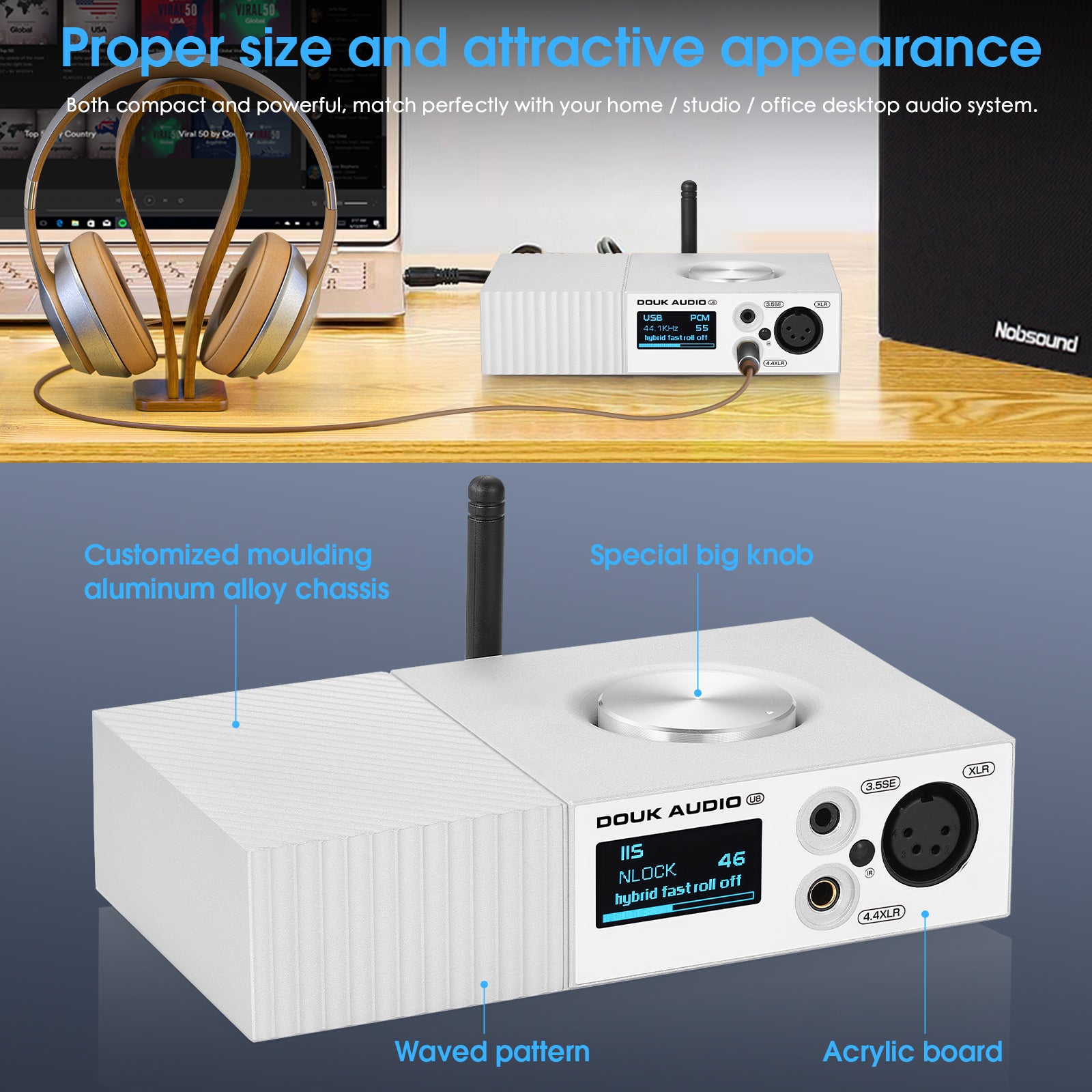 Douk Audio U8 HiFi Daul ES9038Q2M Bluetooth 5.0 Full Balanced Decoder XMOS USB DAC Amp DSD512 LDAC