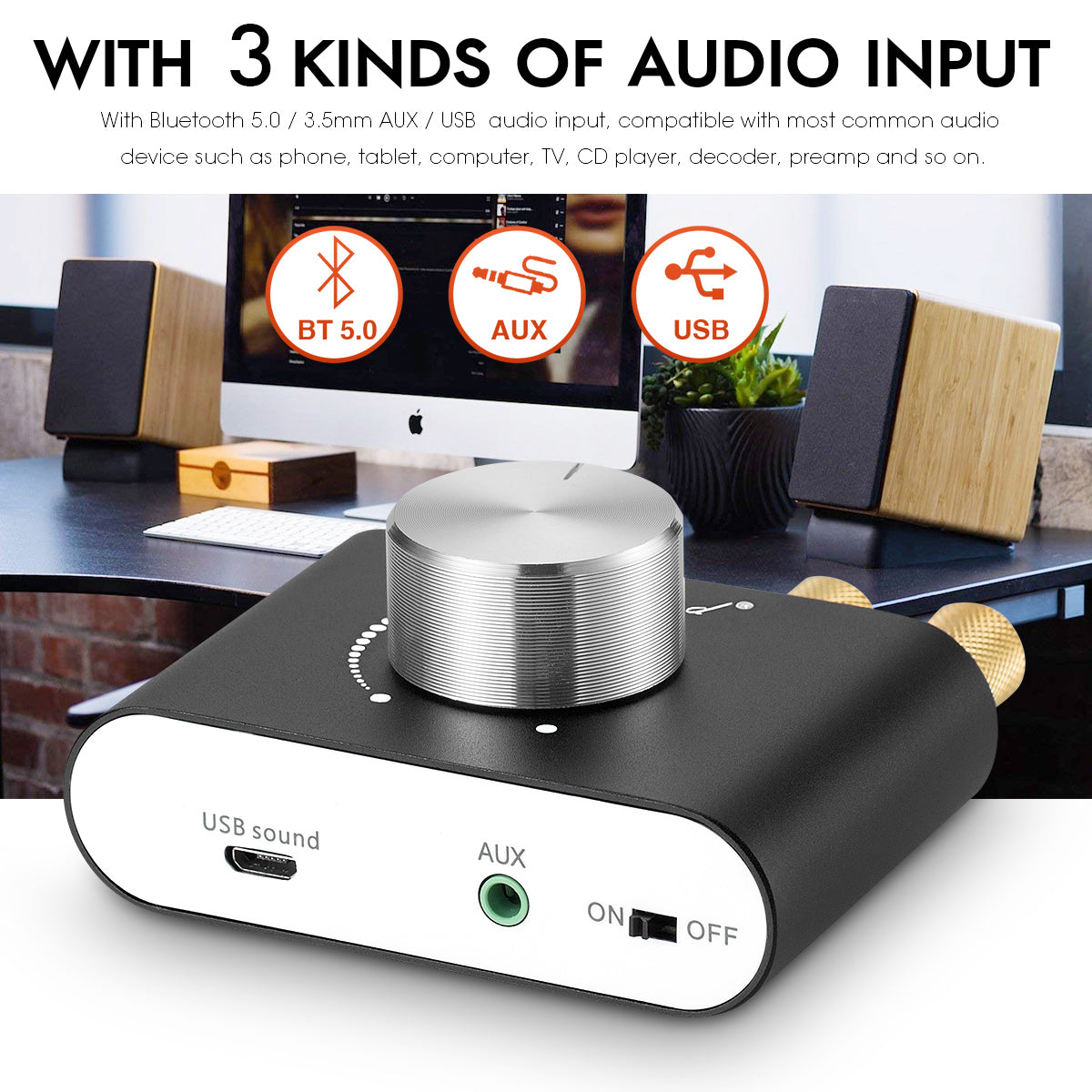 Nobsound NS-01G PRO Mini Bluetooth 5.0 Digital Amplifier USB Sound Card Stereo Audio Amp 50W+50W