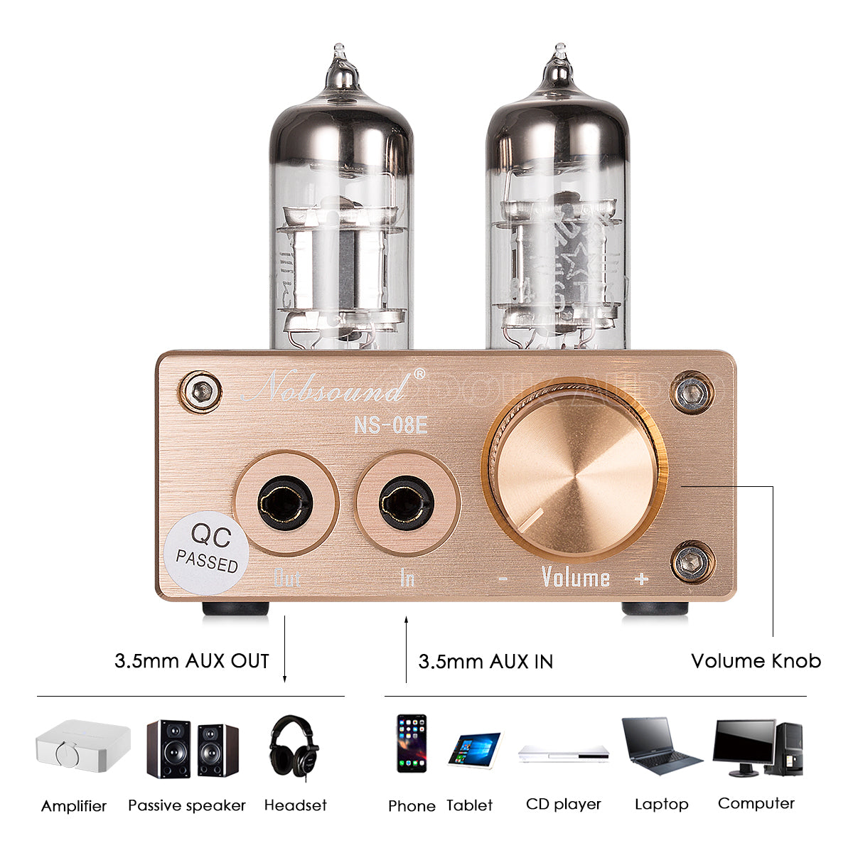 Nobsound NS-08E Mini Vacuum Tube Headphone Amplifier HiFi Desktop Stereo Audio Preamp