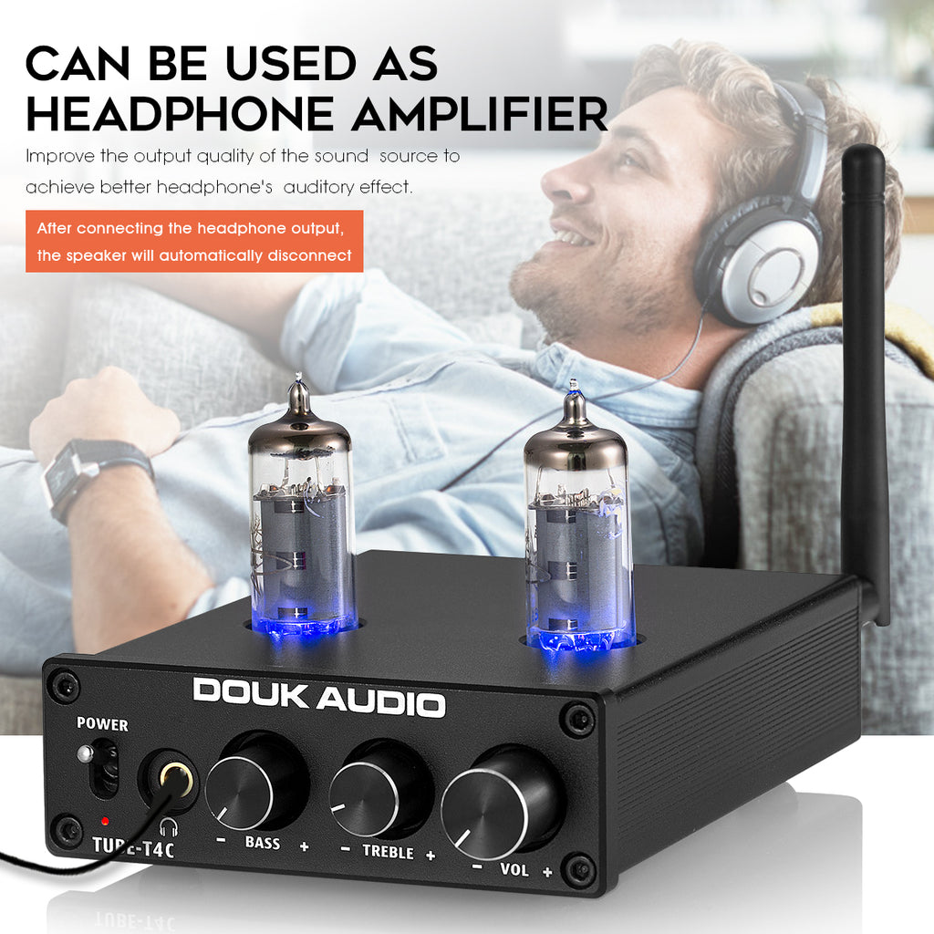 Douk Audio HiFi GE5654 Tube Preamp Bluetooth 5.0 Audio Receiver USB DAC  Headphone Amp APTX 