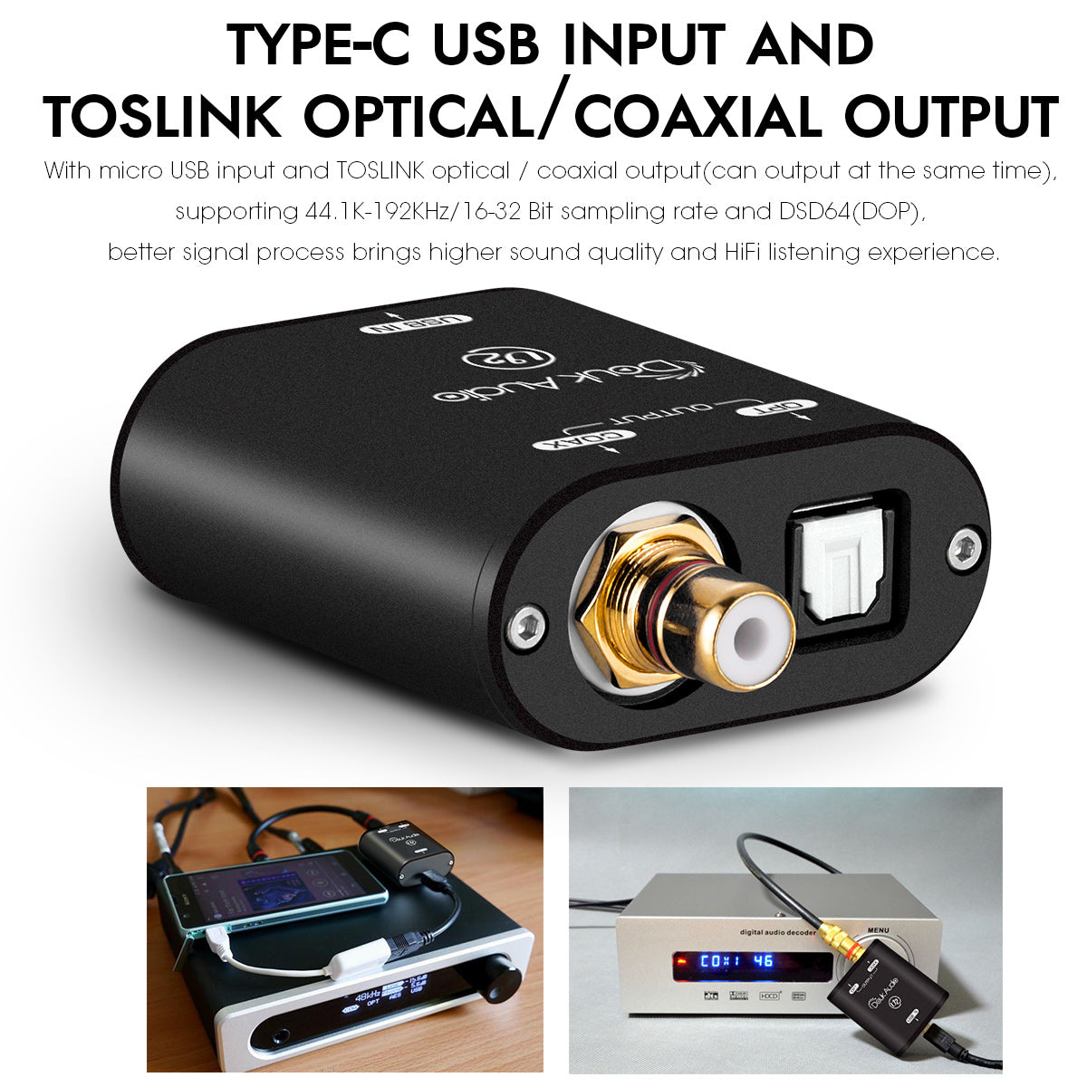 Douk Audio U2 XMOS XU208 USB to Coaxial/Optical Converter Digital Interface Audio Adapter DSD