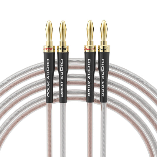 Douk Audio 14AWG OFC Copper Speaker Wire Cable with Gold-Plated Banana Tip Plugs