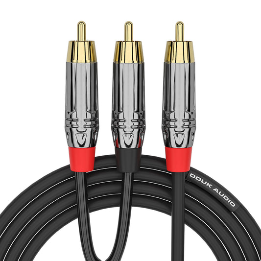 Douk Audio OFC Copper 1-Male to 2-Male RCA Cable for Subwoofer / Amplifier Gold-plated Audio Cable