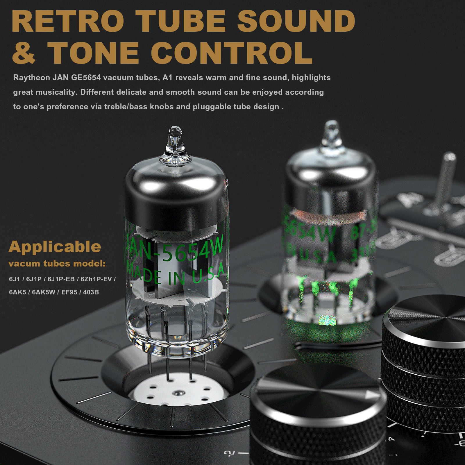 Ampapa A1 Mini 5654 Vacuum Tube Preamp Phono/Turntable Amplifier w/Tone Control
