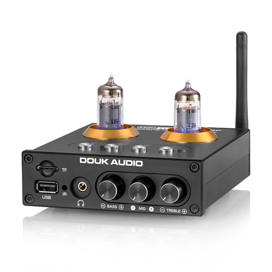 Douk Audio P2 Mini Bluetooth 5.0 Vacuum Tube Preamp USB Player Stereo Headphone Amplifier