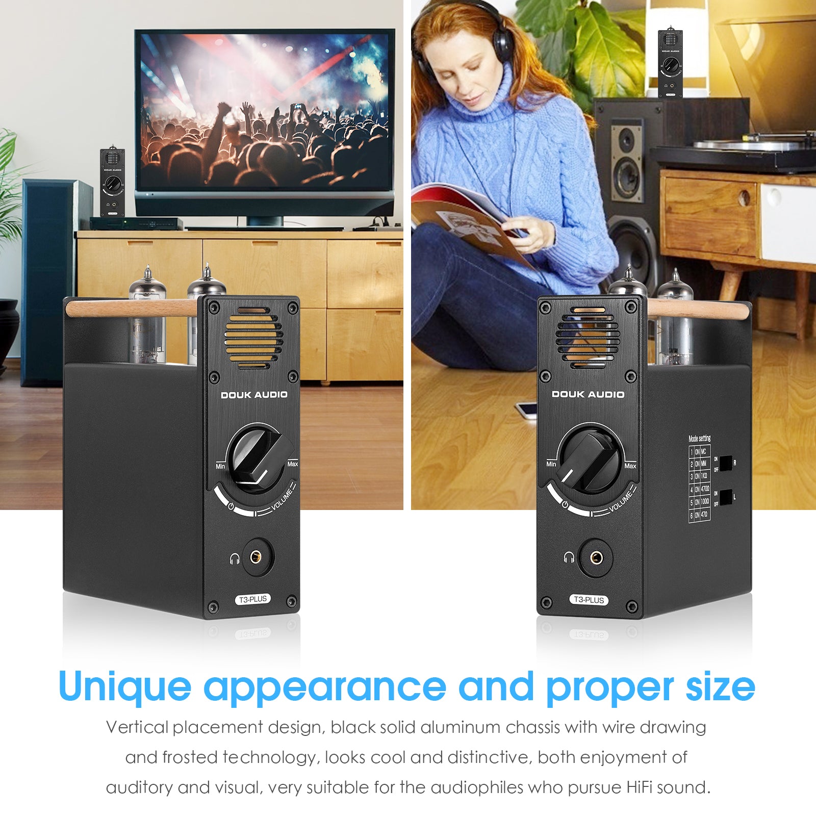 Douk Audio T3 PLUS HiFi Vacuum Tube MM / MC Phono Preamp Stereo Audio Pre-Amplifier Headphone Amp