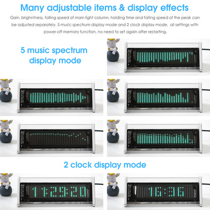 Douk Audio VFD253 3.5mm AUX Switcher Box VFD Audio Analyser Bluetooth 5.0 Receiver Home Desk Clock