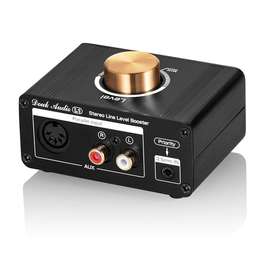 Douk Audio L1 Mini Stereo Line Level Booster Amplifier Audio Preamp 20dB Gain w/Volume Control