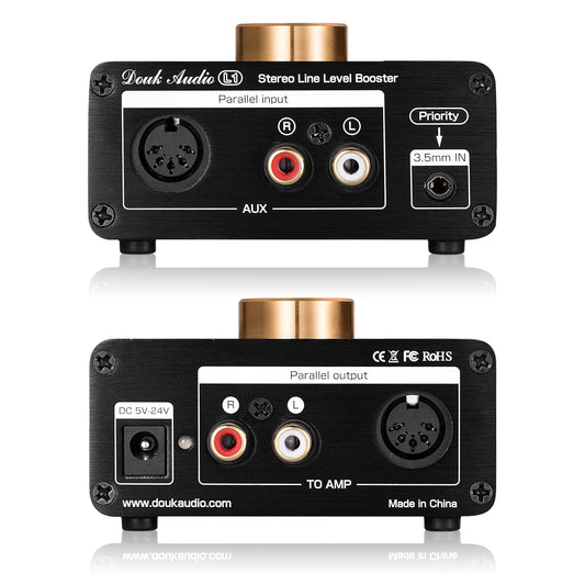 Douk Audio L1 Mini Stereo Line Level Booster Amplifier Audio Preamp 20dB Gain w/Volume Control