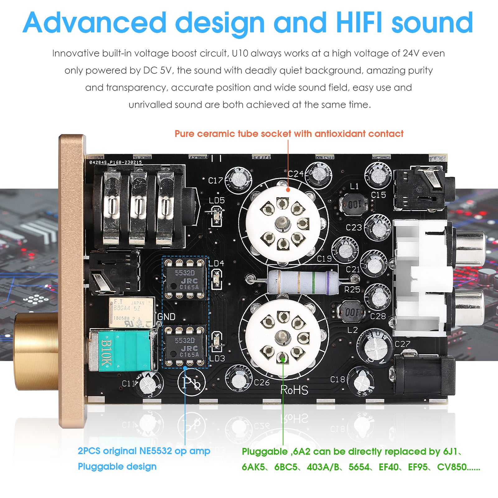 Douk Audio U10 Mini Tube Headphone Amplifier HIFI Stereo Preamp for Home Speaker
